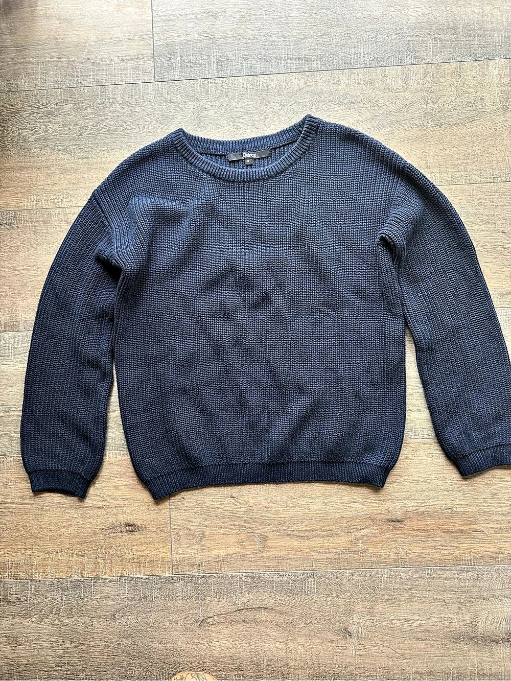 Quince Organic Cotton Fisherman Knit Crewneck Sweater Inky Navy Blue KIDS Size 1